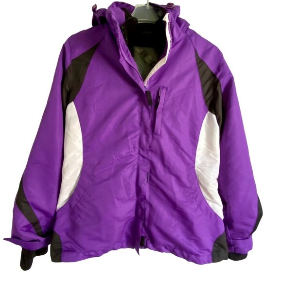 R&O 3-in-1 Jacket With Removable Fleece Liner Hooded Purple Black Women's Medium - Picture 2 of 12